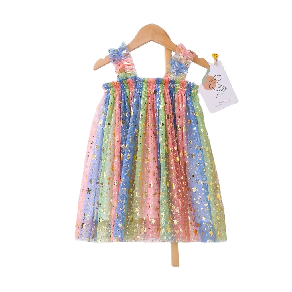 Neueste Kinder Kleid Party Schöne Star Designer Großhandel Nette Bunte Kleid für Baby Kinder Mädchen Tutu Kleid