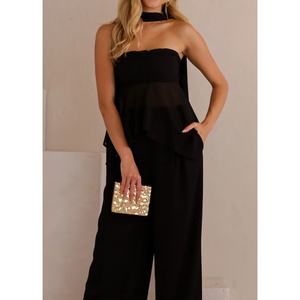 Conjunto de Algodón Vintage Personalizado de Alta Calidad para Mujer, Top sin Mangas y Pantalones Largos de Cintura Alta y Pierna Ancha de Corte Holgado - Product Image 2