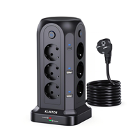 Multiprise tour OEM avec protection contre les surtensions, 12 prises européennes, 4 ports USB, 2 ports Type C, station de charge de bureau, protection contre les surcharges, cordon d'alimentation