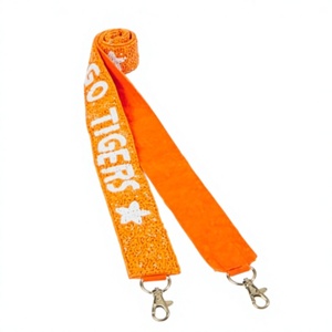 Lanière à perles orange avec imprimé Go Tigers, crochet en métal, sangle en polyester durable - Product Image 1