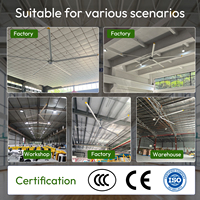 Ventilateur de plafond industriel géant HVLS de 15 à 16 pieds, ventilateur de plafond suspendu de grande taille avec moteur PMSM haute efficacité pour la ventilation des entrepôts