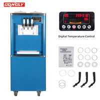 Machine à glace molle commerciale sur pied à 3 saveurs, haute production 18-25L/H, avec pré-refroidissement