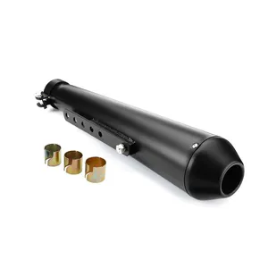 Silencieux d'échappement universel pour moto Cafe Racer, 44.5CM, 17,5 pouces, avec support coulissant, noir mat argenté - Product Image 3
