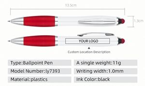 Personalized Logo Plastic Ball <b>Pens</b> Soft Rubber Grip Promotional <b>Pen</b> for School Office Hotel Touch Multi-colors Modern Design - Product Image 2