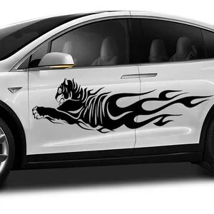 Funny Car Door Truck Decal Vinyl removable Racing stripes sports animal tiger Car side body Stickers