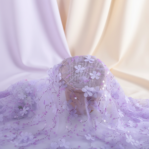 Tissu en Tulle Bleu Marine Brodé de Fleurs 3D, Dentelle Africaine Écologique Perlée en Maille pour Robes de Mariage et Fêtes HY0976-1 Animal Dress - Product Image 4