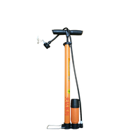 Pompe à main manuelle orange avec manomètre, revêtement poudré, pour voiture, moto, ballon, basketball, vélo, pompe à air pour vélo