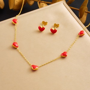 Heart Shaped Gold Plated Stainless Steel Jewelry <b>Set</b> For Women Gift Occasion - Product Image 2