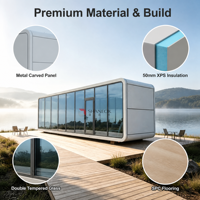 Casa Prefabricada Moderna de Lujo Tipo Cabaña Apple, Cápsula Espacial Portátil, Mini Casa para Hotel