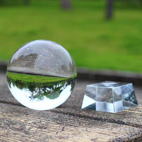 Small Bridge Wholesale Blank K9 Crystal Ball for Laser Engrave Machine 60mm 80mm 100MM Clear Glass Ball with Wooden LED Base