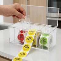 Distributeur d'étiquettes transparent en acrylique réglable à 7 compartiments, boîte d'organisation murale pour la maison et le bureau, pour autocollants hebdomadaires