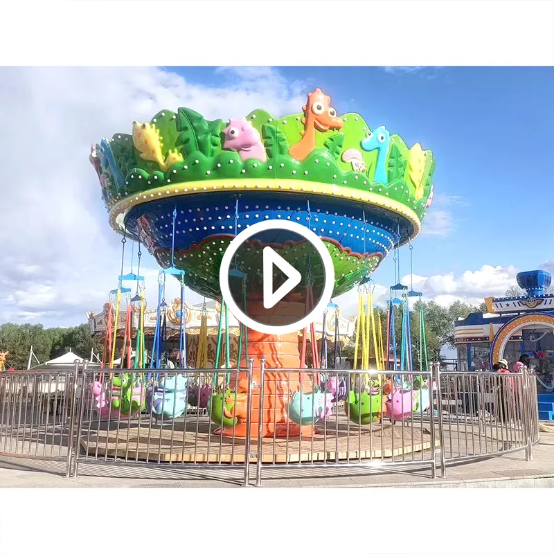Thème dinosaure lumière LED enfants parc d'attractions manèges foire attraction balançoire carrousel tour chaise volante à vendre
