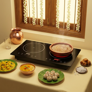 Nouvelle plaque de cuisson multifonction tactile intégrée avec 2 brûleurs, induction gauche, céramique droite, cuisinière électrique, plaque à induction KI02004 - Product Image 1