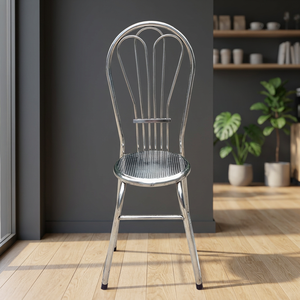 Chaise ronde de style industriel en acier inoxydable 201 durable avec dossier pour salle à manger - Product Image 3
