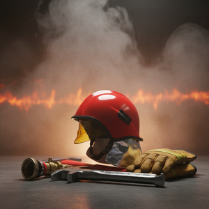 노운세이프티 노란색/빨간색 반사 스트라이프 소방관 헬멧 목 보호대 내구성 강한 하드형 선택형 손전등 액세서리 - Product Image 1