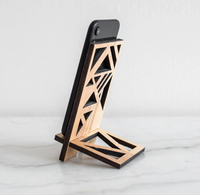Support de téléphone portable en bois découpé au laser, pliable, universel, pour bureau
