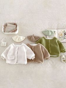 冬用ベビー用ぬいぐるみコート新しい男の子用厚手のトップジャケット無地ベビージャケットベビー服 - Product Image 2