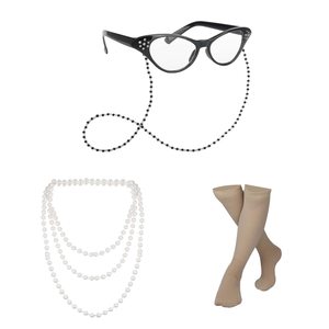 Costume <span class=keywords><strong>Vieille</strong></span> <span class=keywords><strong>Dame</strong></span> Robe Perruque Collier Lunettes Bas Canne Halloween Cosplay Outfit Cosplay Party Costume Set Funny Dress Up - Product Image 6