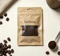 Sachets plats à trois soudures avec fenêtre, en papier kraft biodégradable PLA, refermables, compostables, de qualité alimentaire, personnalisables, pour café, vente en gros OEM