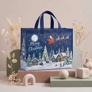 Custom Christmas Non Woven Tote Reusable for Holiday <b>Gift</b> Expo Giveaway Xmas Trade Show Promotional Shopping <b>Bag</b> - Product Image 4