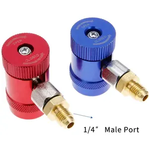 High/Low Side Quick Coupler 1234yf Adaptor Manual Coupler Connector Adapters with 1/4" Male Port A/C Refrigerants Manifold GaugE