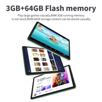 Tablette PC Android A333 légère de 10 pouces avec Internet rapide 5G 15 GMS 3 Go 64 Go WIFI Nouvel écran tactile IPS couleur pour l'éducation