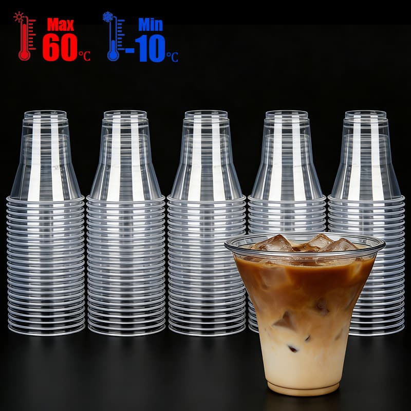 95mm Wholesale PET Clear 8 9 10 12 16oz BPA Free Beverage Cold Drink Coffee Bubble Tea Boba Disposable Plastic Cups With Lid