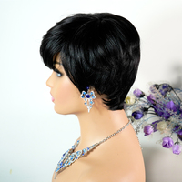 Perruques courtes en cheveux humains 100% avec frange, coupe pixie bouclée, cheveux brésiliens pour femmes noires, bob, perruques en cheveux humains naturels