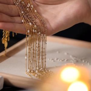 S925 Pure <b>Silver</b> Plated 18K Gold Natural Millet Pearl <b>Necklace</b> for Women Luxury Light Tempered <b>Layered</b> Collarbone Chic Niche - Product Image 1