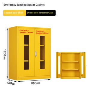 Emergency Supplies Cabinet 1200x900x450mm Double Tempered Glass Door Second Layer Shelf Fire & Rescue Equipment Enclosure - Product Image 4