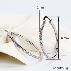 Grandi orecchini a cerchio con zirconi rotondi per donna, gioielli per le orecchie alla moda e scintillanti - Product Image 4