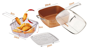Juego de 4 Sartenes Multiusos de Cobre <span class=keywords><strong>y</strong></span> Aluminio para Freír, Aptas para Inducción <span class=keywords><strong>y</strong></span> Gas, con Tapa - Product Image 2