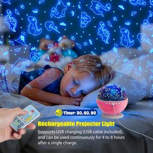 Proiettore Luce Notturna per Bambini <span class=keywords><strong>One</strong></span> Fire con Telecomando, Timer, Rotazione a 360°, 3 Pellicole <span class=keywords><strong>di</strong></span> Proiezione, 18 Modalità Luminose, 8 Canzoni Ninna Nanna, Natale - Product Image 3