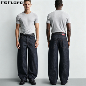 Pantalones Vaqueros Oem Odm Balloon Jeans de Mezclilla Indigo de Alto Gramaje, de Pierna Ancha, Holgados, Cónicos, con Lavado Vintage, Venta al por Mayor a Granel - Product Image 5
