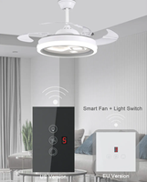 Pour Tuya interrupteur mural électrique intelligent EU Standard Smart Life App Alexa commande de synchronisation vocale 5 vitesses WiFi interrupteur de lampe de ventilateur tactile