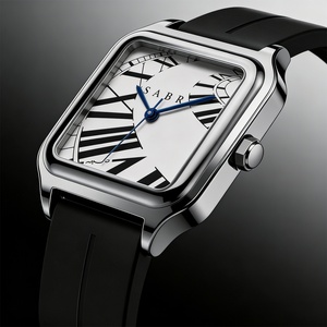 Men's Arabic Numeral Quartz Watch Rectangle Stainless Steel Alloy <b>Acrylic</b> Silicone Band Water Resistant 30M Business Watch - Product Image 2