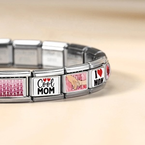 Custom Christian Mother's Day Colorful Italian Charms Platinum Plated Stainless Steel Link Fit 9mm Bracelet DIY Gift - Product Image 3