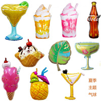 Nouveau été crème glacée thème feuille ballon citron thé Cola gâteau fête en plein air ballon décoration