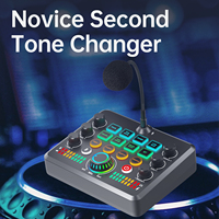 F682 Live-Soundkarte Audio-Interface mit Eingebautem Mikrofon RGB-Beleuchtung Geräuschunterdrückung für 4 Soundeffekte für Live-Auftritte