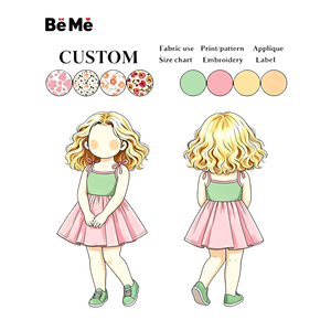 Vestito Estivo per Bambine con Stampa Mucca e Stelle Rosa e Verdi, Senza Maniche, Casual, OEM ODM - Product Image 2