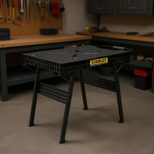 Banc de travail pliable Stanley Fatmax Express 32 po x 24 po avec étagère de rangement et poignée de transport pour usage en atelier - Product Image 3