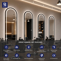 Espejo de cuerpo entero LED Black Arch con iluminación frontal, de pie y montaje en pared, con función táctil para dormitorio y vestidor