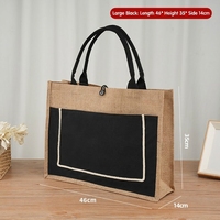 Sac fourre-tout pliable de haute qualité en lin imperméable, noir et jaune, en jute, pour le shopping, les voyages et la promotion hôtelière