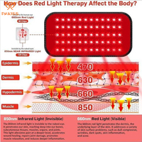 Tapis de luminothérapie rouge PAKISS 660nm 850nm 60 LED, tapis de thérapie LED portable