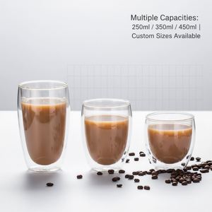 แก้วกาแฟสองชั้นแบบขายส่งจากโรงงาน ขนาด 250 มล. 350 มล. 450 มล. แก้วบอโรซิลิเกตสำหรับดื่มกาแฟ ชา นม น้ำผลไม้ - Product Image 4