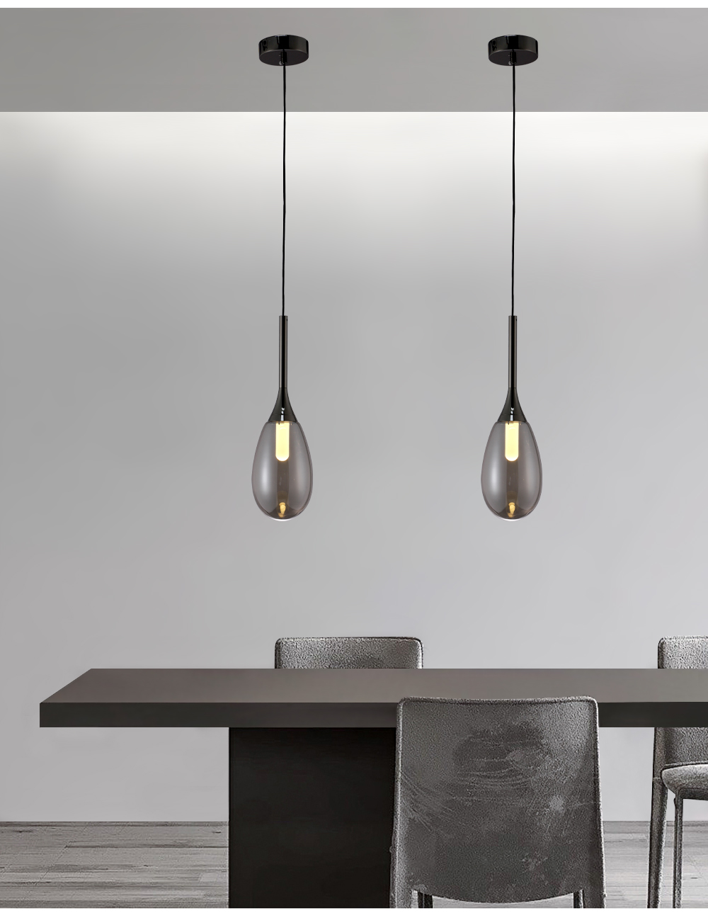 Nordic Crystal Chandelier 1-Light Bedroom Modern Linear Glass Pendant Light Dinning LED Pendant Lighting for Kitchen