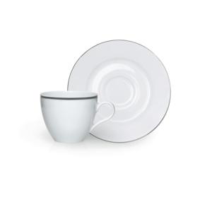 Juego Excelsa de 6 Tazas de Café de Porcelana Plateada de 10 Cl con Platos - Product Image 1