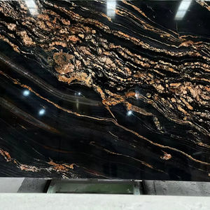Luxuoso brasileiro natural moderno translúcido magma ouro granito laje interior sotaque parede decoração polido mármore preto pedra grande - Product Image 1