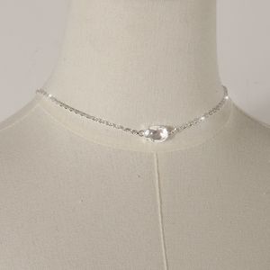 Nouveau Collier Long Élégant Style Européen et Américain avec Pendentif Goutte d'Eau en Zircon et Chaîne Arrière, Bijou de Mariage Scintillant - Product Image 3