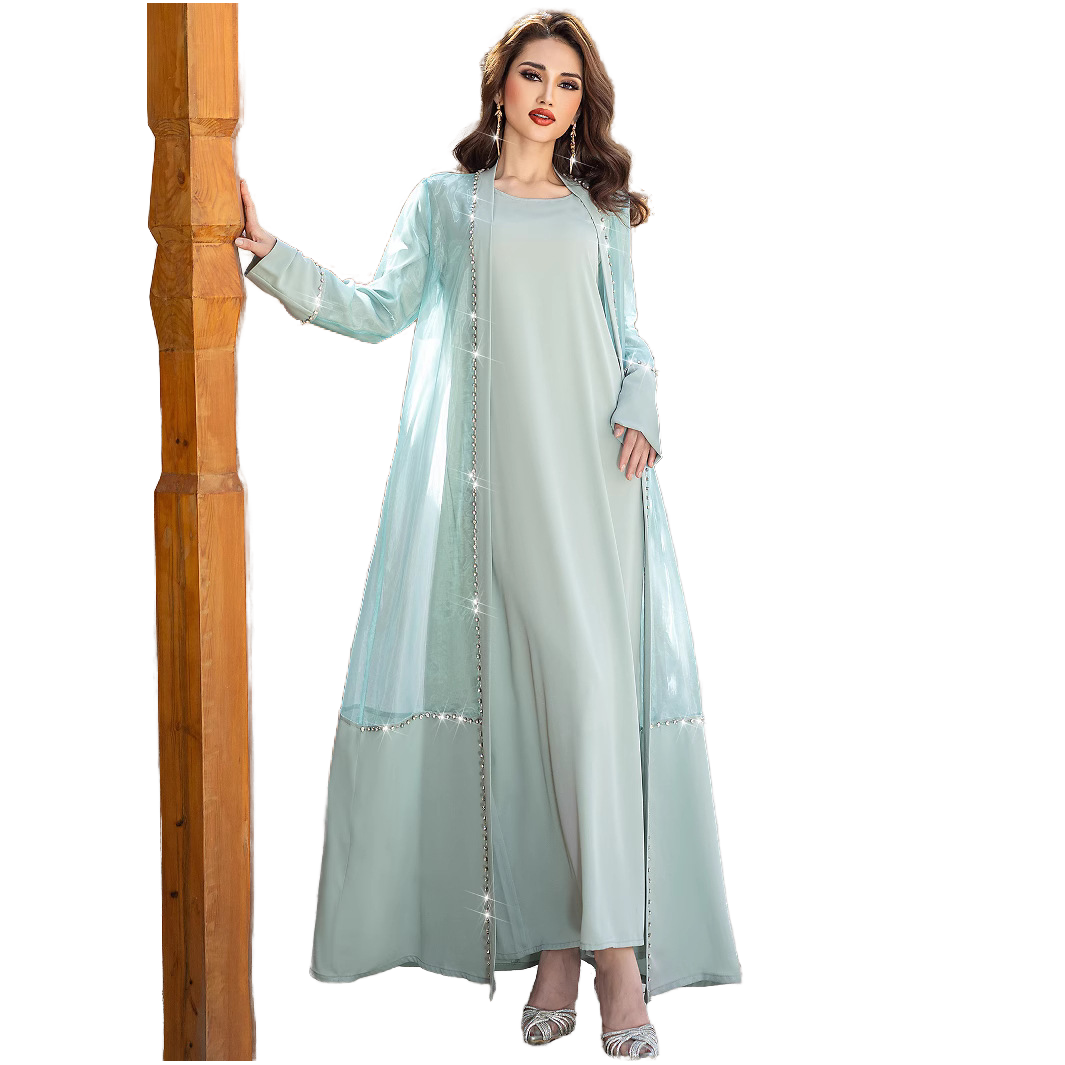 green emerald velvet dress Furlla Women Stylish Mint Green Sheer Spaghetti Straps Chiffon Long Prom  Dress – Furlla Official main image 1